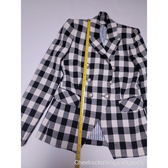 Veronica Beard size 2 Gingham Double Breasted Bexley Blazer Black White  Buttons - Picture 5 of 13